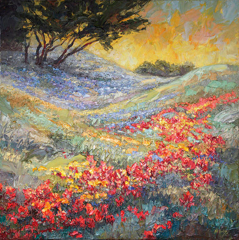 April Rhythms II (Texas Hill Country - Bluebonnets Indian Paintbrush) - Franc Lee Art, LLC